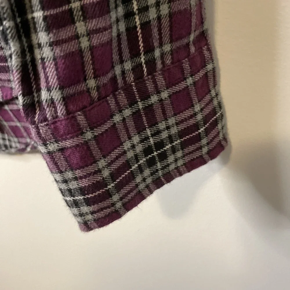 St John's Bay Mens S Purple Plaid Flannel Shirt NWT Cotton Button Down